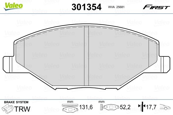 VALEO 301354 Brake Pad Set, disc brake