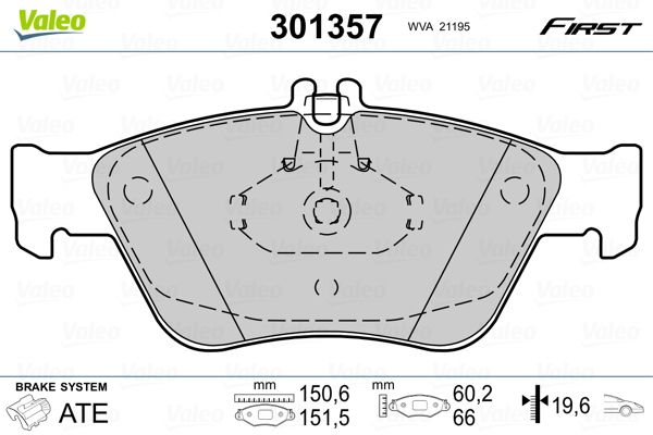 VALEO 301357 Brake Pad Set, disc brake