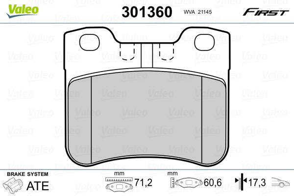VALEO 301360 Brake Pad Set, disc brake