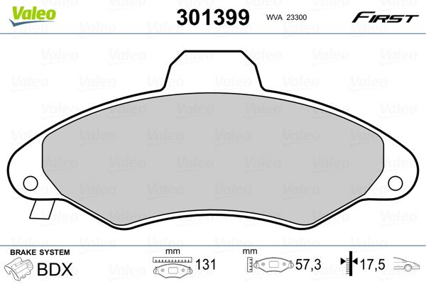 VALEO 301399 Brake Pad Set, disc brake