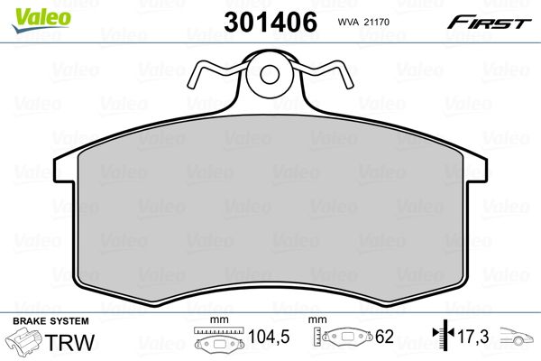 VALEO 301406 Brake Pad Set, disc brake