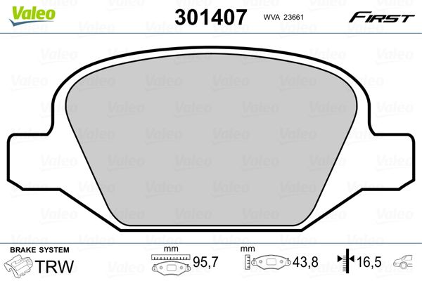 VALEO 301407 Brake Pad Set, disc brake