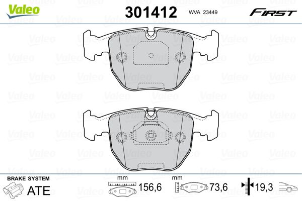 VALEO 301412 Brake Pad Set, disc brake