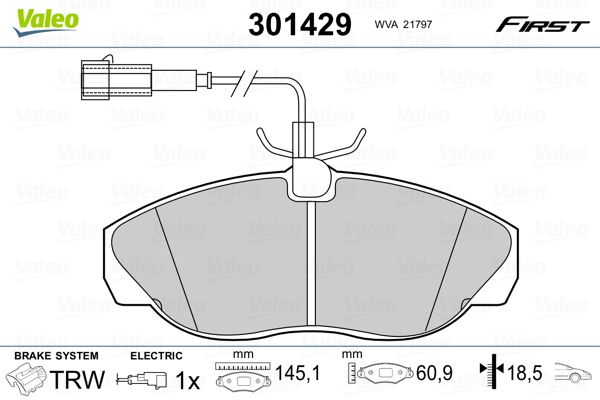 VALEO 301429 Brake Pad Set, disc brake