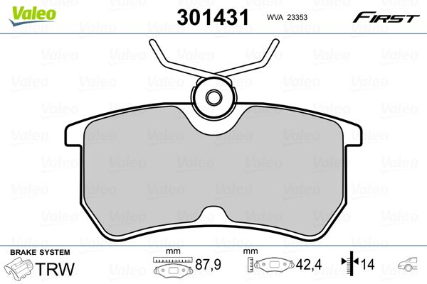 VALEO 301431 Brake Pad Set, disc brake