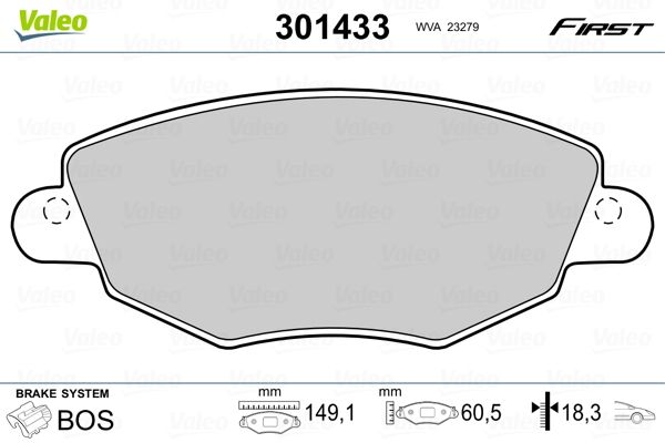 VALEO 301433 Brake Pad Set, disc brake