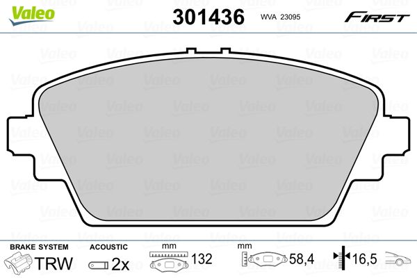 VALEO 301436 Brake Pad Set, disc brake