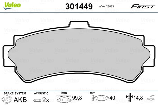 VALEO 301449 Brake Pad Set, disc brake