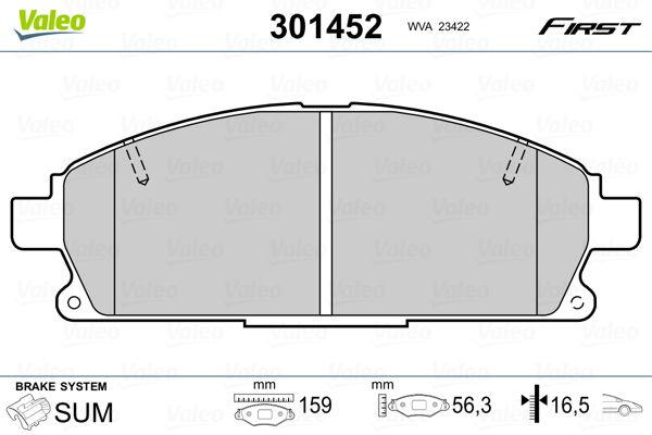 VALEO 301452 Brake Pad Set, disc brake