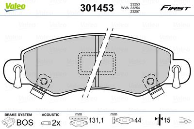 Brake Pad Set, disc brake VALEO 301453