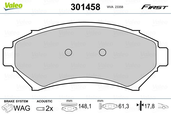 VALEO 301458 Brake Pad Set, disc brake