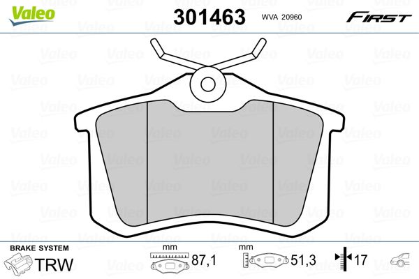 VALEO 301463 Brake Pad Set, disc brake