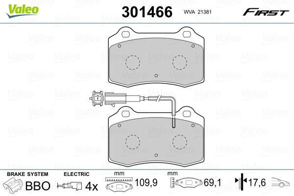 VALEO 301466 Brake Pad Set, disc brake