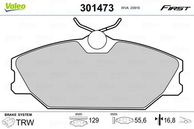 Brake Pad Set, disc brake VALEO 301473