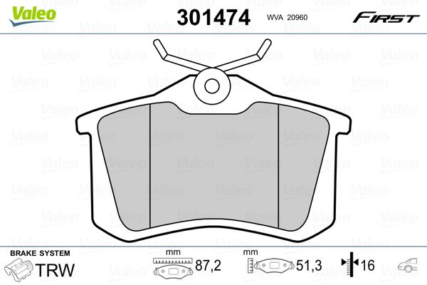 VALEO 301474 Brake Pad Set, disc brake