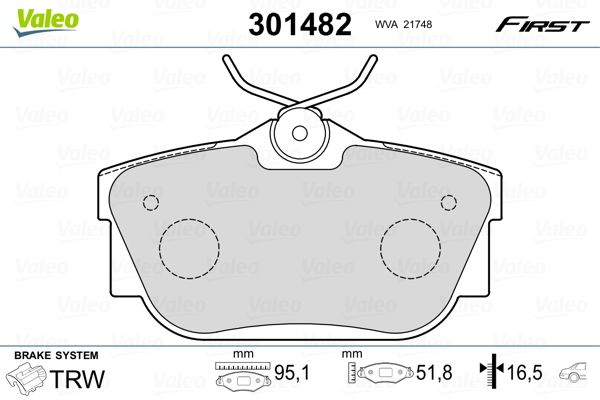 VALEO 301482 Brake Pad Set, disc brake