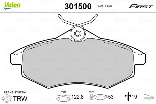 VALEO 301500 Brake Pad Set, disc brake