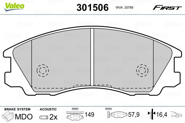 VALEO 301506 Brake Pad Set, disc brake
