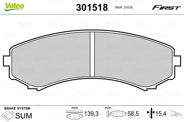 VALEO 301518 Brake Pad Set, disc brake