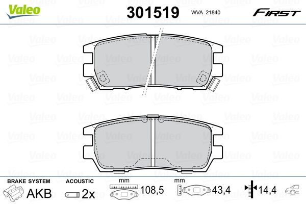 VALEO 301519 Brake Pad Set, disc brake
