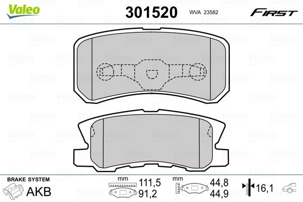 VALEO 301520 Brake Pad Set, disc brake