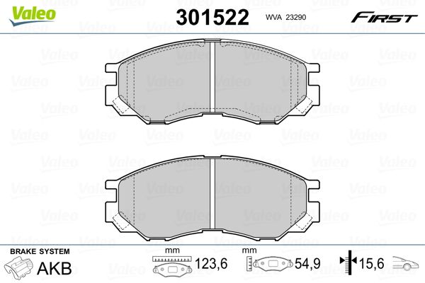 VALEO 301522 Brake Pad Set, disc brake