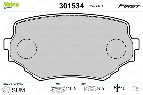 VALEO 301534 Brake Pad Set, disc brake