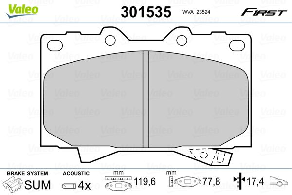 VALEO 301535 Brake Pad Set, disc brake