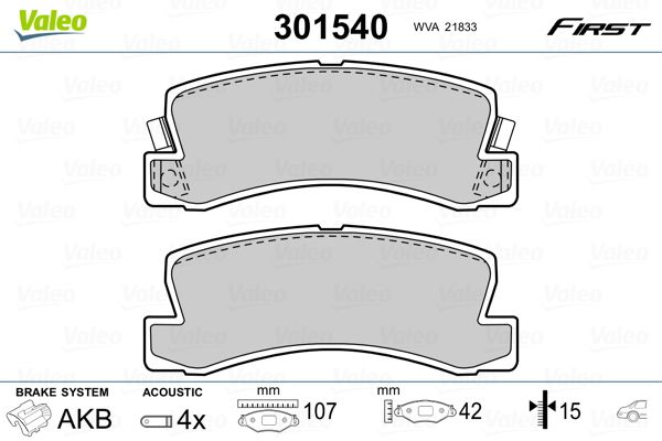 VALEO 301540 Brake Pad Set, disc brake