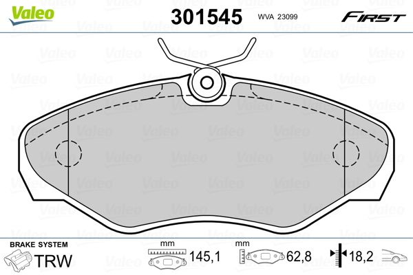 VALEO 301545 Brake Pad Set, disc brake