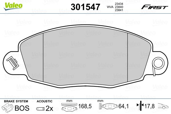 VALEO 301547 Brake Pad Set, disc brake