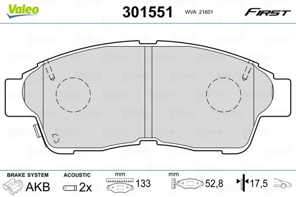 VALEO 301551 Brake Pad Set, disc brake