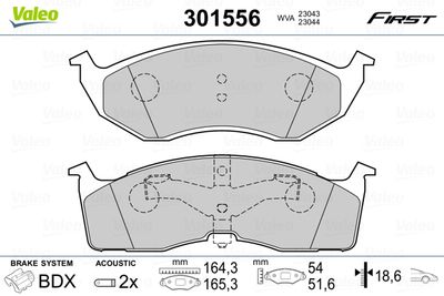 Brake Pad Set, disc brake VALEO 301556