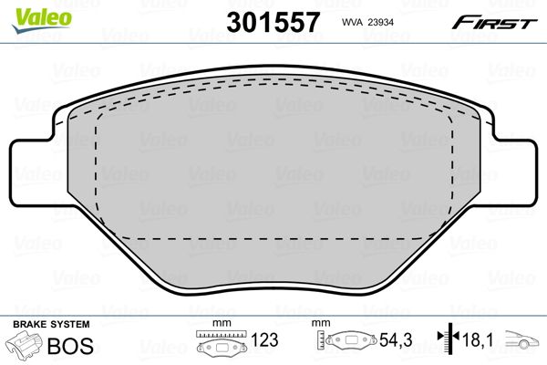 VALEO 301557 Brake Pad Set, disc brake