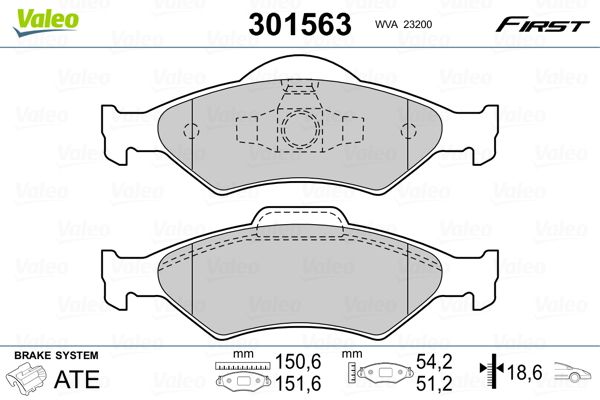 VALEO 301563 Brake Pad Set, disc brake