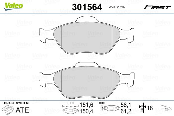 VALEO 301564 Brake Pad Set, disc brake