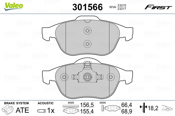 VALEO 301566 Brake Pad Set, disc brake