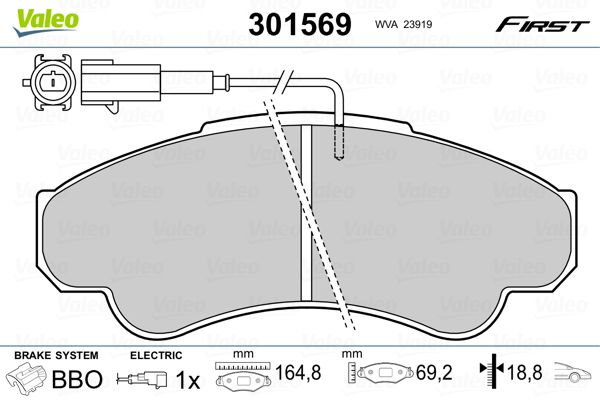 VALEO 301569 Brake Pad Set, disc brake