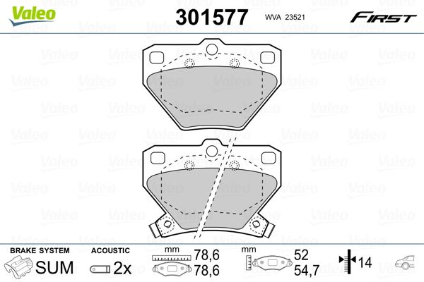 VALEO 301577 Brake Pad Set, disc brake