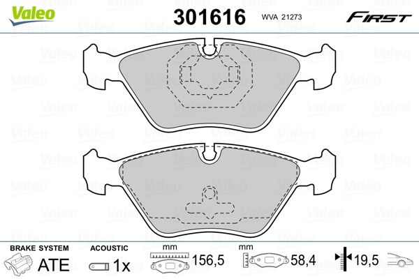 VALEO 301616 Brake Pad Set, disc brake