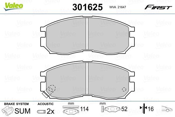 VALEO 301625 Brake Pad Set, disc brake
