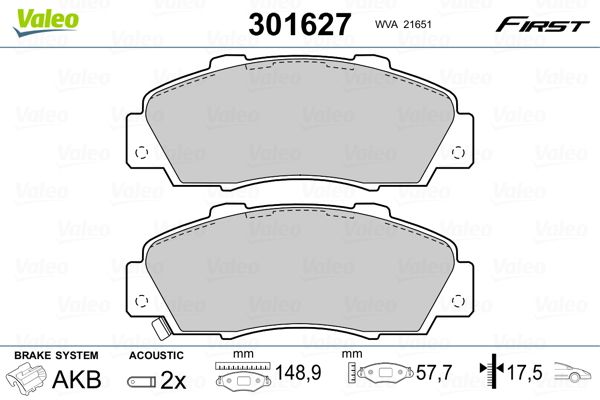 VALEO 301627 Brake Pad Set, disc brake