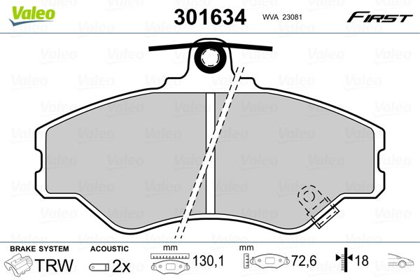 VALEO 301634 Brake Pad Set, disc brake