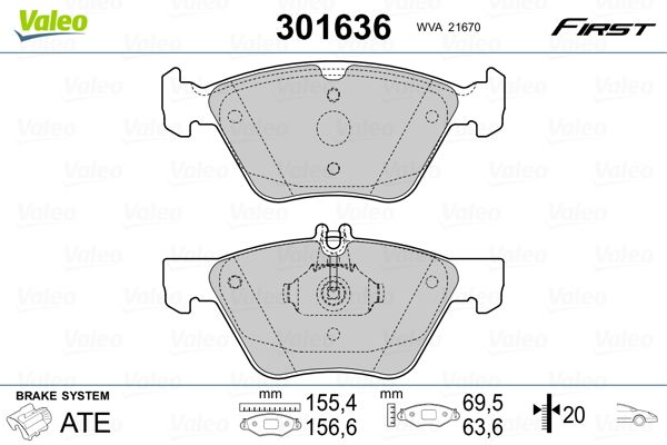 VALEO 301636 Brake Pad Set, disc brake