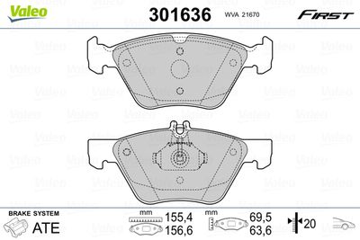 Brake Pad Set, disc brake VALEO 301636