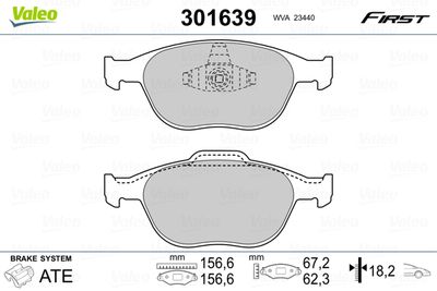 Brake Pad Set, disc brake VALEO 301639
