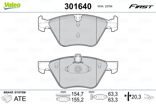 VALEO 301640 Brake Pad Set, disc brake