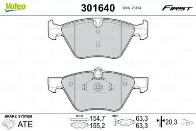 Brake Pad Set, disc brake VALEO 301640