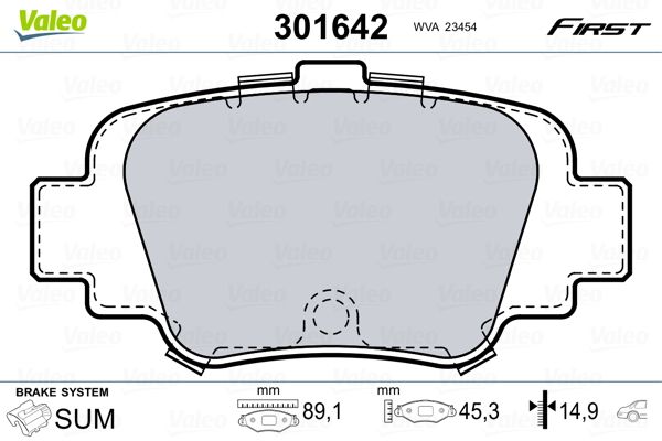 VALEO 301642 Brake Pad Set, disc brake