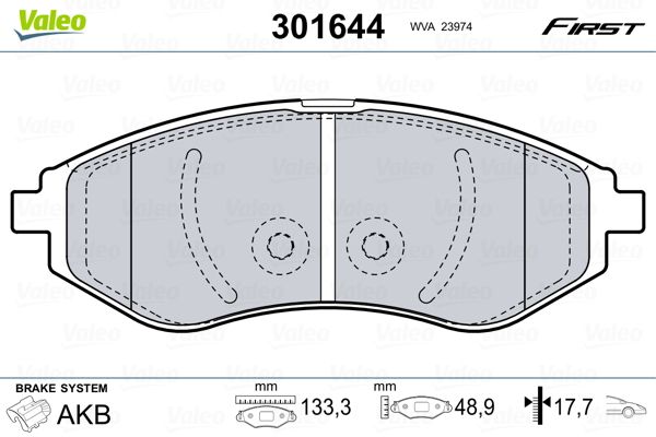 VALEO 301644 Brake Pad Set, disc brake